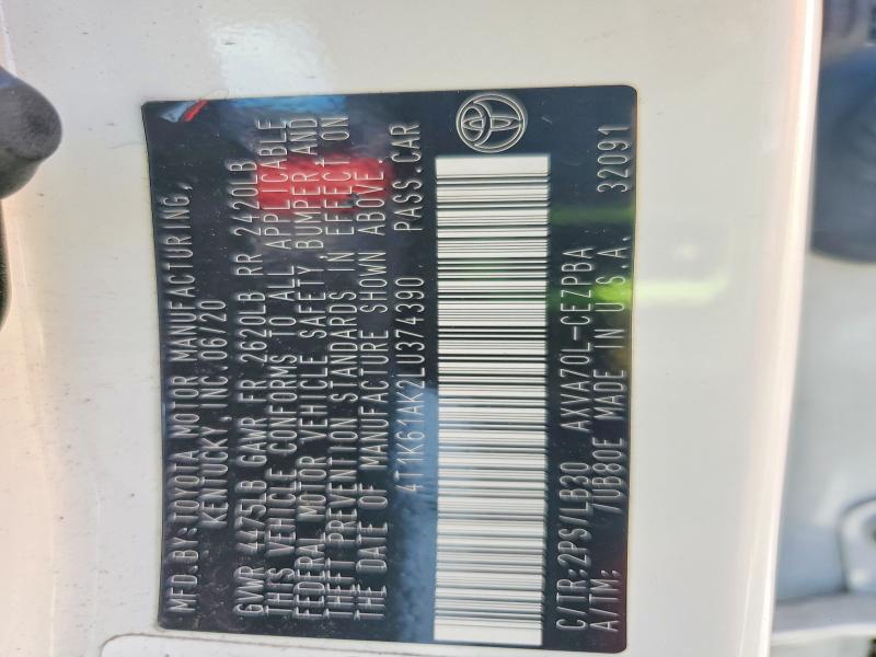 2020 Toyota Camry მანქანა იყიდება აუქციონზე, vin: 4T1K61AK2LU374390, აუქციონის ნომერი: 66083606