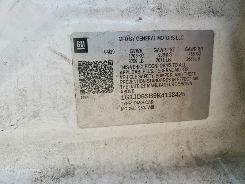 Продажа на аукционе авто 2019 Chevrolet Sonic, vin: 1G1JD6SB9K4138425, номер лота: 70551536