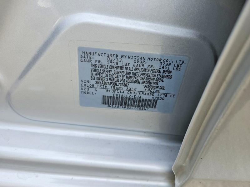 66987116 :رقم المزاد ، 3N1AB7AP3DL722867 vin ، 2013 Nissan Sentra مزاد بيع