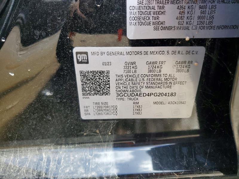 Продаж на аукціоні авто 2023 Chevrolet Silverado, vin: 3GCUDAED4PG204183, номер лоту: 61452896