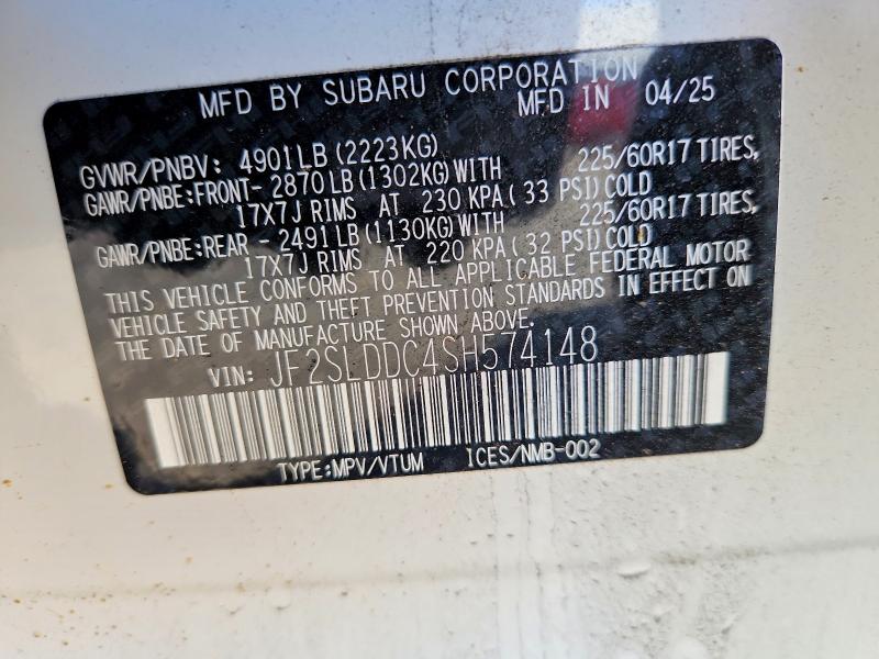 Продажа на аукционе авто 2025 Subaru Forester, vin: JF2SLDDC4SH574148, номер лота: 66289376