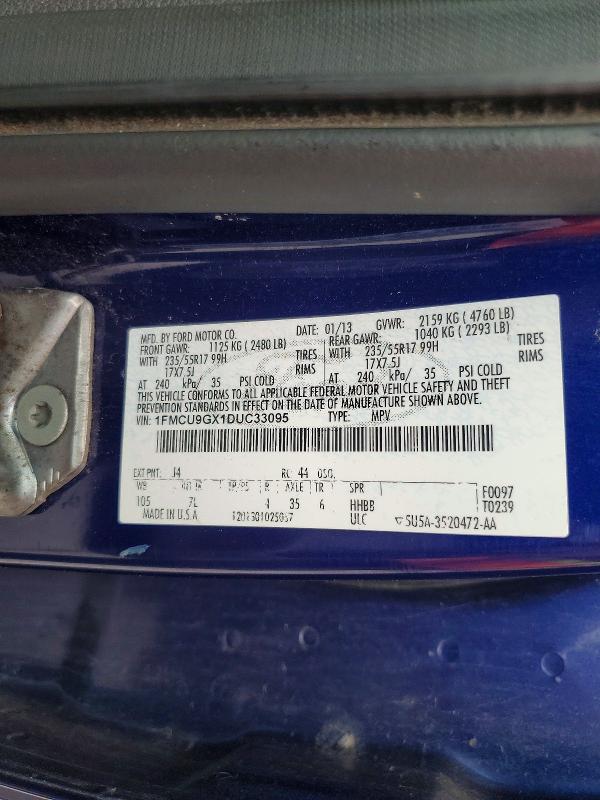 2013 Ford Escape მანქანა იყიდება აუქციონზე, vin: 1FMCU9GX1DUC33095, აუქციონის ნომერი: 64145206