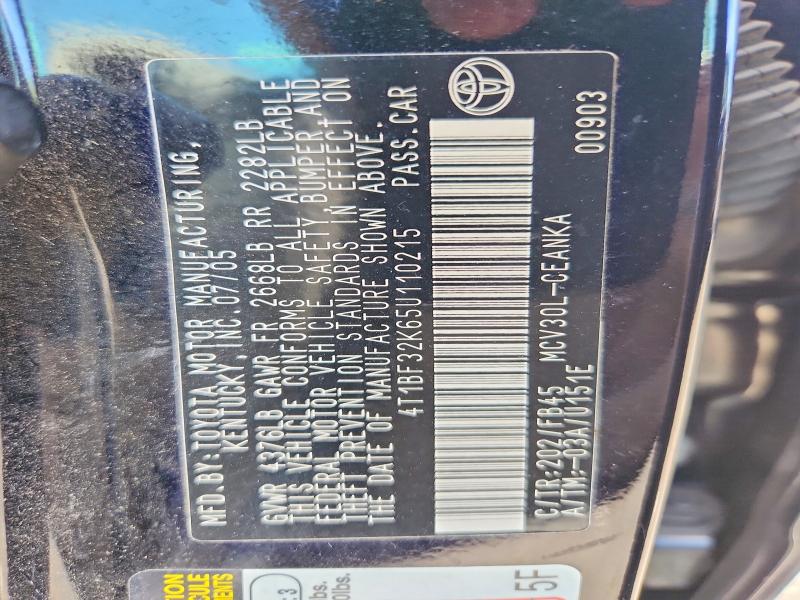 Aukcja sprzedaży 2005 Toyota Camry, vin: 4T1BF32K65U110215, numer aukcji: 63687026