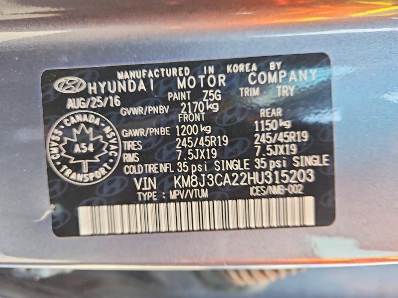 Продаж на аукціоні авто 2017 Hyundai Tucson, vin: KM8J3CA22HU315203, номер лоту: 63469246