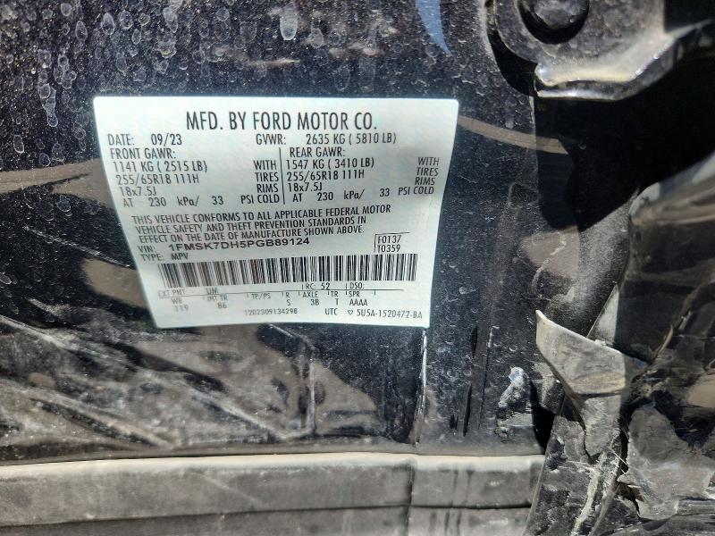 Продаж на аукціоні авто 2023 Ford Explorer, vin: 1FMSK7DH5PGB89124, номер лоту: 65012256