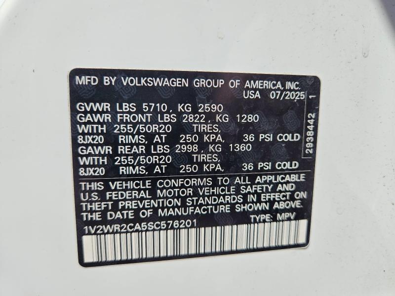 Aukcja sprzedaży 2025 Volkswagen Atlas, vin: 1V2WR2CA5SC576201, numer aukcji: 63338896