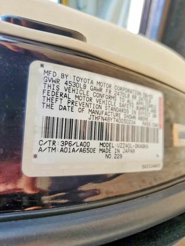 Продажа на аукционе авто 2004 Lexus Sc, vin: JTHFN48Y740050234, номер лота: 64767506