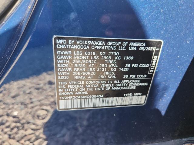 Aukcja sprzedaży 2021 Volkswagen Atlas, vin: 1V2HR2CA5MC605434, numer aukcji: 65443756