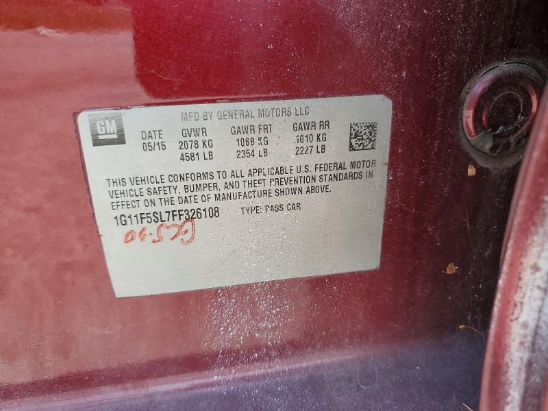 Aukcja sprzedaży 2015 Chevrolet Malibu, vin: 1G11F5SL7FF326108, numer aukcji: 63695866