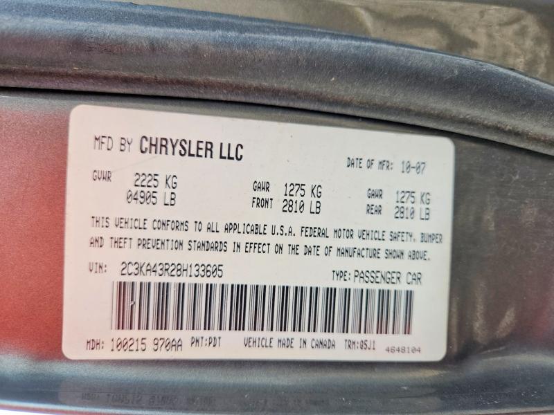 65844326 :رقم المزاد ، 2C3KA43R28H133605 vin ، 2008 Chrysler 300 مزاد بيع