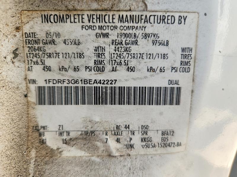 2011 Ford F350 მანქანა იყიდება აუქციონზე, vin: 1FDRF3G61BEA42227, აუქციონის ნომერი: 63887776
