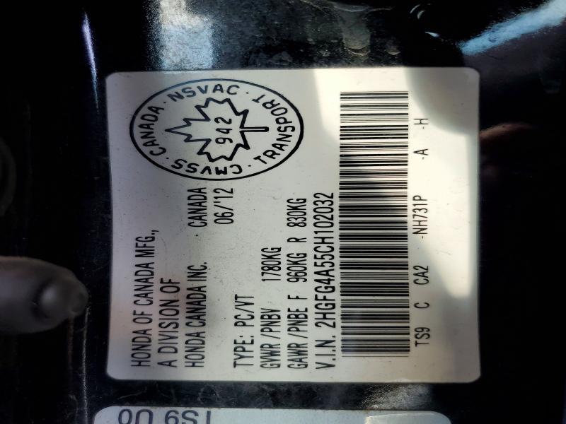 Aukcja sprzedaży 2012 Honda Civic, vin: 2HGFG4A55CH102032, numer aukcji: 64241156