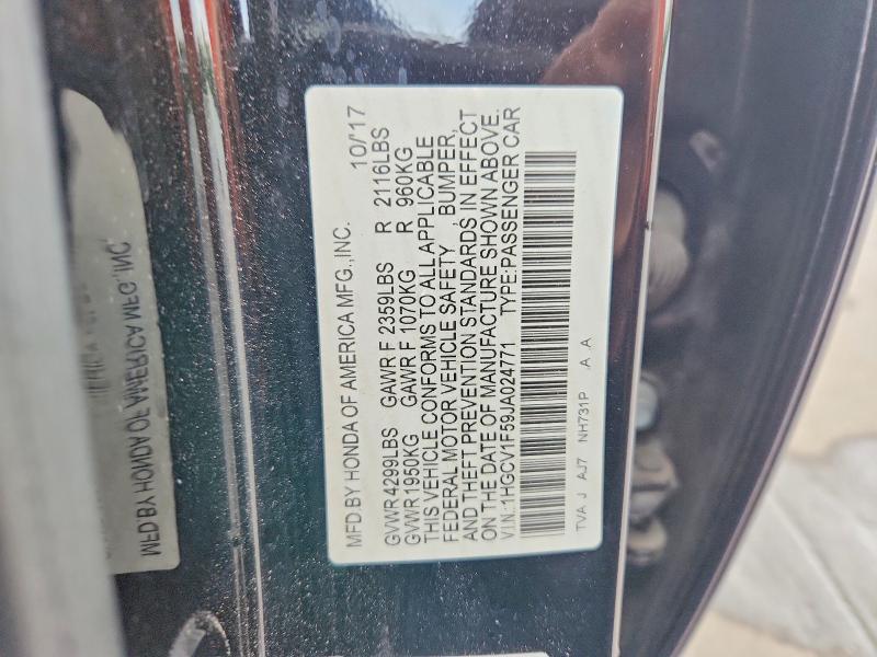 Aukcja sprzedaży 2018 Honda Accord, vin: 1HGCV1F59JA024771, numer aukcji: 65983646