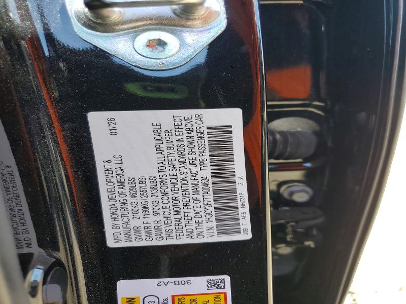 2026 Honda Accord მანქანა იყიდება აუქციონზე, vin: 1HGCY2F77TA004634, აუქციონის ნომერი: 66431376
