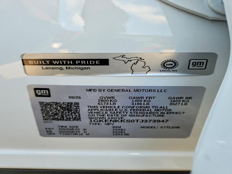 Aukcja sprzedaży 2026 Gmc Acadia, vin: 1GKENKKS0TJ373947, numer aukcji: 63936416