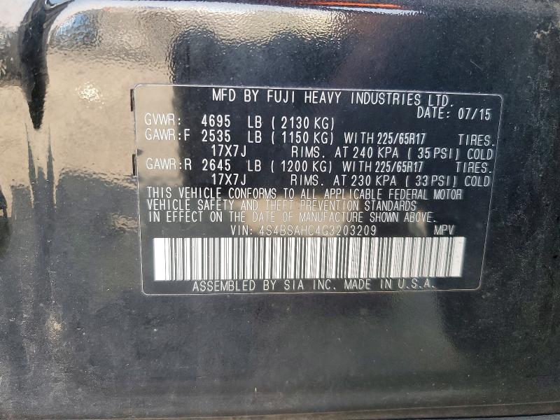 65292886 :رقم المزاد ، 4S4BSAHC4G3203209 vin ، 2016 Subaru Outback مزاد بيع