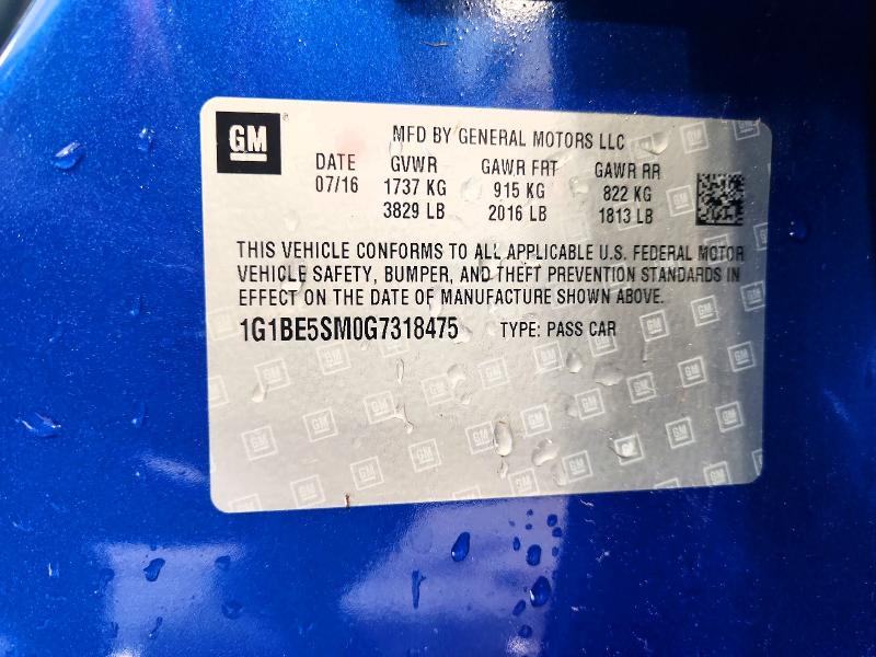 Aukcja sprzedaży 2016 Chevrolet Cruze, vin: 1G1BE5SM0G7318475, numer aukcji: 63621776