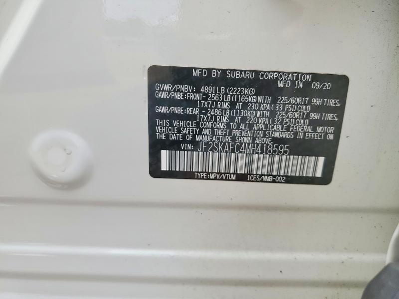 Продаж на аукціоні авто 2021 Subaru Forester, vin: JF2SKAFC4MH418595, номер лоту: 63824046