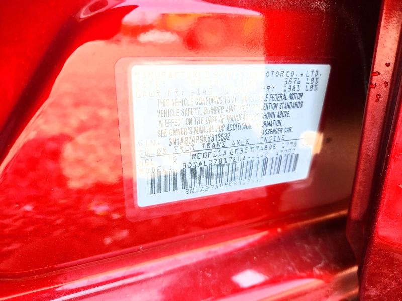 64730546 :رقم المزاد ، 3N1AB7AP9KY313532 vin ، 2019 Nissan Sentra مزاد بيع