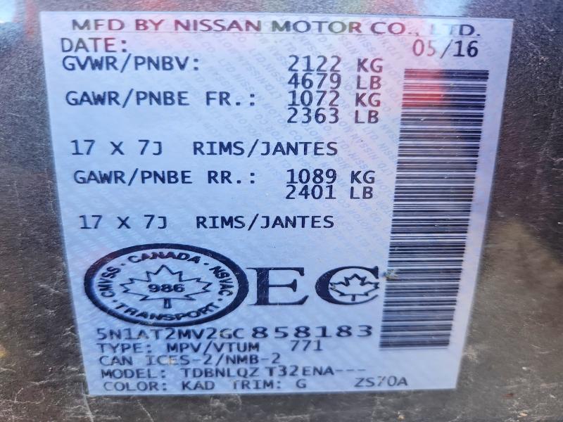 Продажа на аукционе авто 2016 Nissan Rogue, vin: 5N1AT2MV2GC858183, номер лота: 63315286