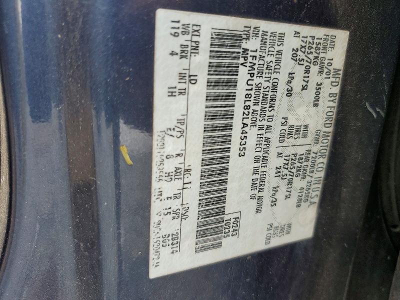 2002 Ford Expedition მანქანა იყიდება აუქციონზე, vin: 1FMPU18L82LA45353, აუქციონის ნომერი: 64610006