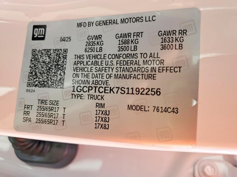 Продаж на аукціоні авто 2025 Chevrolet Colorado, vin: 1GCPTCEK7S1192256, номер лоту: 63145606