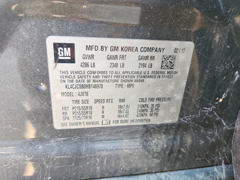 65748356 :رقم المزاد ، KL4CJCSB0HB146970 vin ، 2017 Buick Encore مزاد بيع