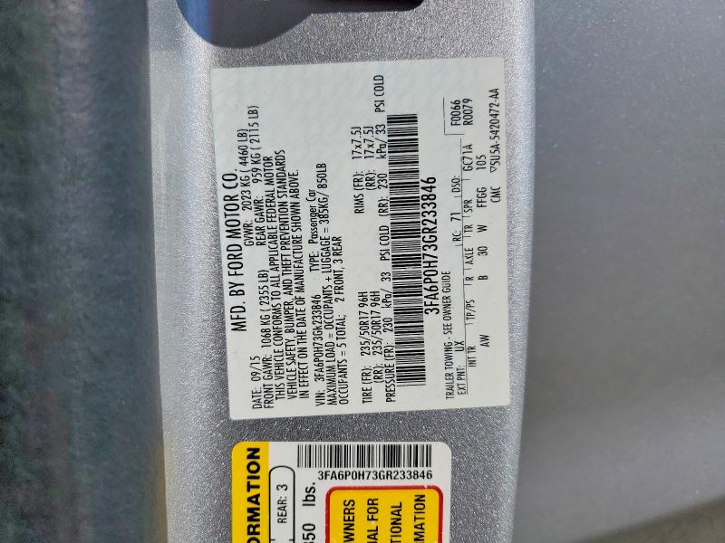 2016 Ford Fusion მანქანა იყიდება აუქციონზე, vin: 3FA6P0H73GR233846, აუქციონის ნომერი: 64629016