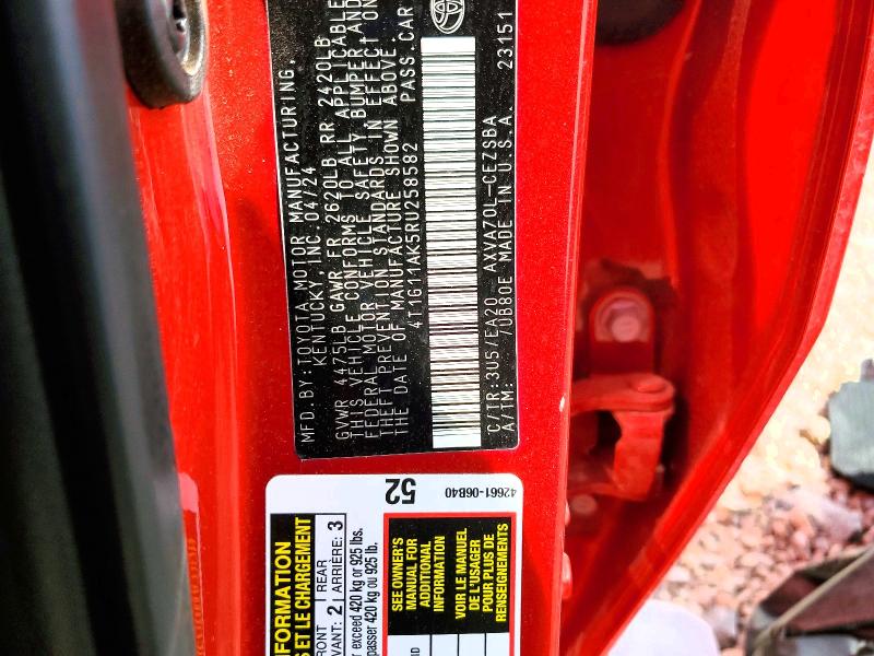 66496886 :رقم المزاد ، 4T1G11AK5RU258582 vin ، 2024 Toyota Camry مزاد بيع