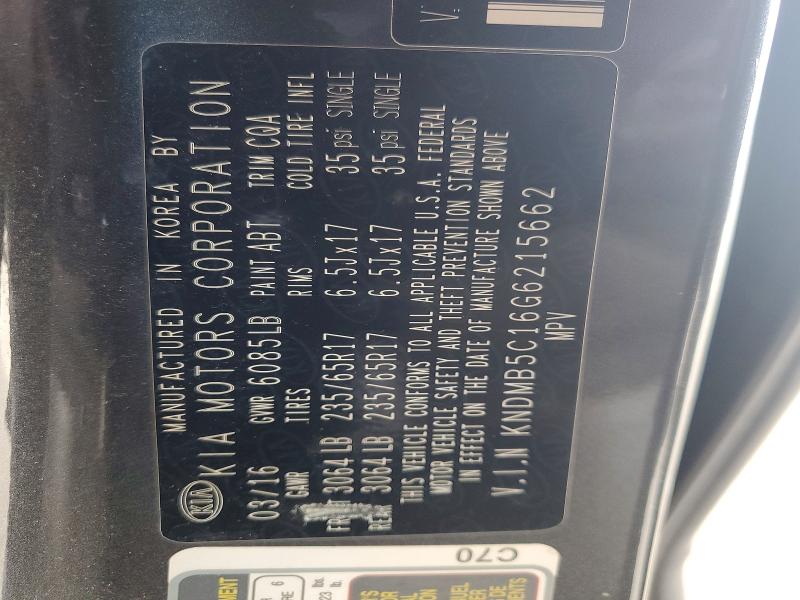 Aukcja sprzedaży 2016 Kia Sedona, vin: KNDMB5C16G6215662, numer aukcji: 63748986