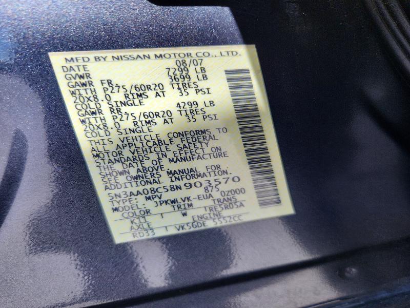 Aukcja sprzedaży 2008 Infiniti Qx56, vin: 5N3AA08C58N903570, numer aukcji: 63925176