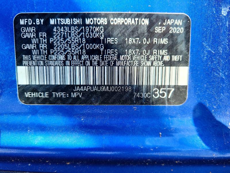 Aukcja sprzedaży 2021 Mitsubishi Outlander Sport, vin: JA4APUAU9MU002198, numer aukcji: 64692936