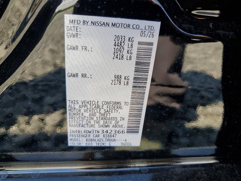 66487316 :رقم المزاد ، 1N4BL4DW3TN342366 vin ، 2026 Nissan Altima مزاد بيع