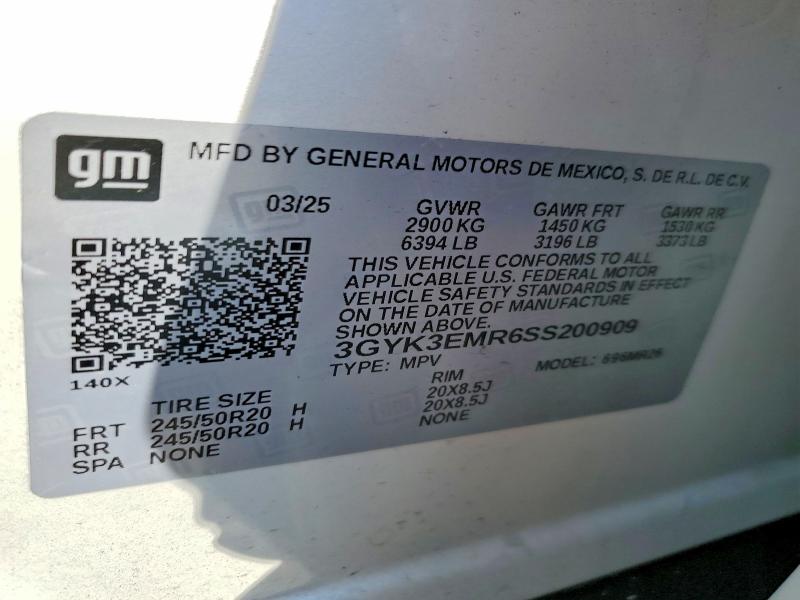 2025 Cadillac Optiq მანქანა იყიდება აუქციონზე, vin: 3GYK3EMR6SS200909, აუქციონის ნომერი: 63546846