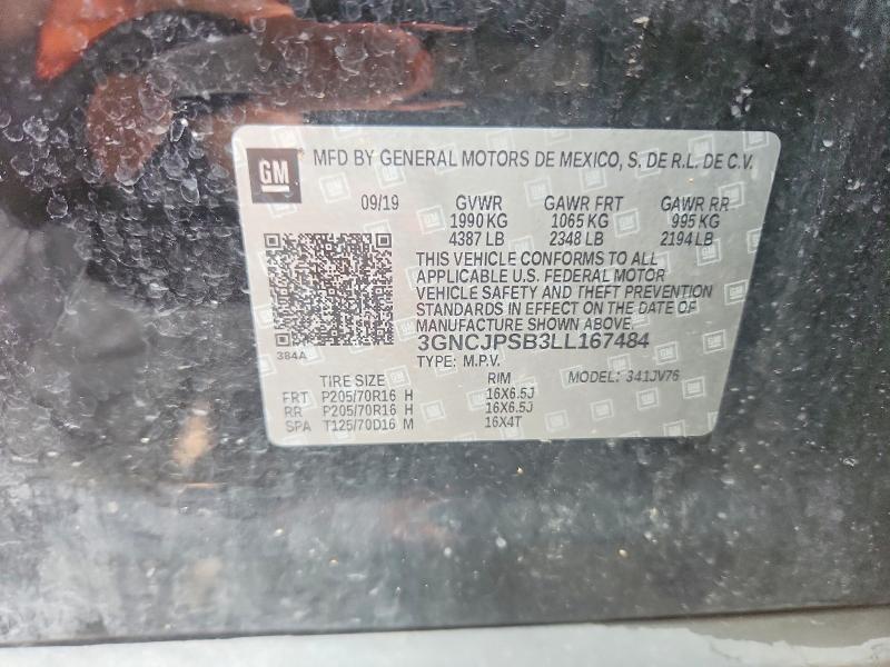 Aukcja sprzedaży 2020 Chevrolet Trax, vin: 3GNCJPSB3LL167484, numer aukcji: 64107226