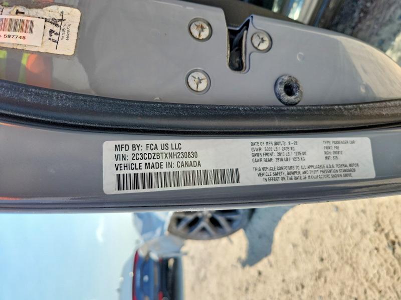 Продажа на аукционе авто 2022 Dodge Challenger, vin: 2C3CDZBTXNH230830, номер лота: 65959156