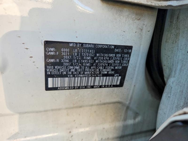 65649276 :رقم المزاد ، 4S4WMARD3K3447445 vin ، 2019 Subaru Ascent مزاد بيع