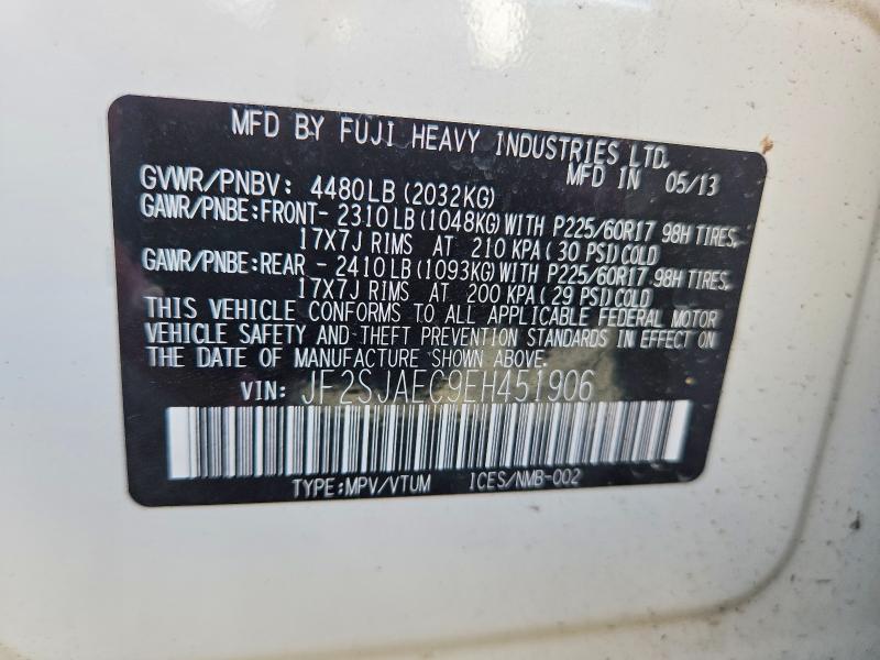 2014 Subaru Forester მანქანა იყიდება აუქციონზე, vin: JF2SJAEC9EH451906, აუქციონის ნომერი: 66592796
