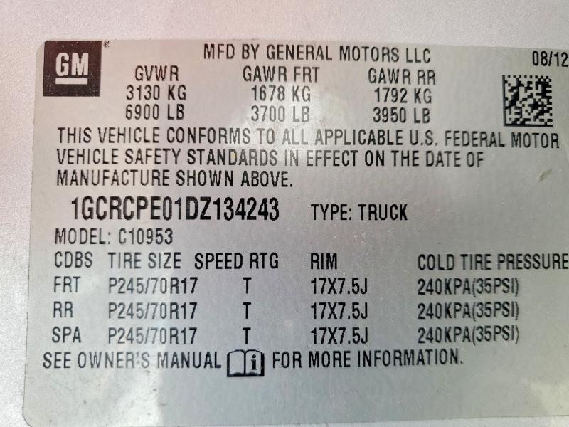 64099376 :رقم المزاد ، 1GCRCPE01DZ134243 vin ، 2013 Chevrolet Silverado مزاد بيع