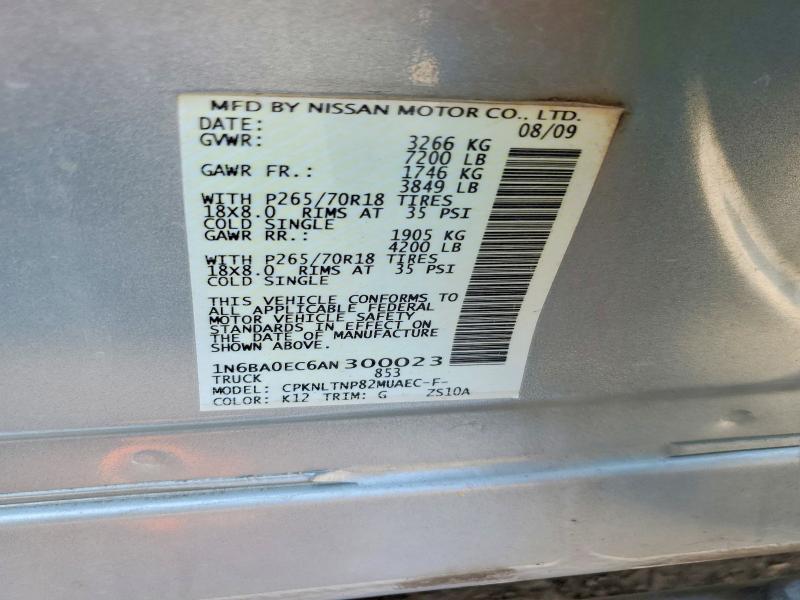 Продажа на аукционе авто 2010 Nissan Titan, vin: 1N6BA0EC6AN300023, номер лота: 66928986