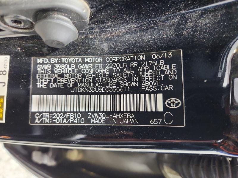 Auction sale of the 2013 Toyota Prius, vin: JTDKN3DU6D0355611, lot number: 66068336