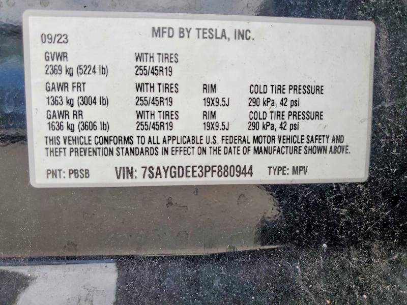 Aukcja sprzedaży 2023 Tesla Model Y, vin: 7SAYGDEE3PF880944, numer aukcji: 62990996