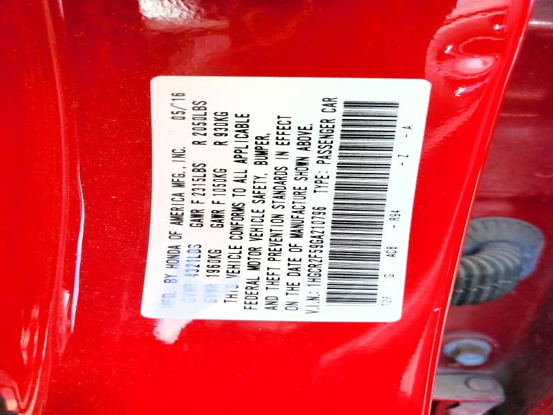 Продажа на аукционе авто 2016 Honda Accord, vin: 1HGCR2F59GA210796, номер лота: 66986626