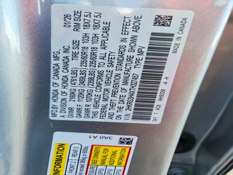 Aukcja sprzedaży 2026 Honda Cr-v, vin: 2HKRS3H4XTH327457, numer aukcji: 66834616