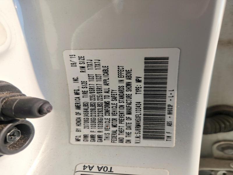 Продажа на аукционе авто 2015 Honda Cr-v, vin: 5J6RM4H5XFL133434, номер лота: 67035956