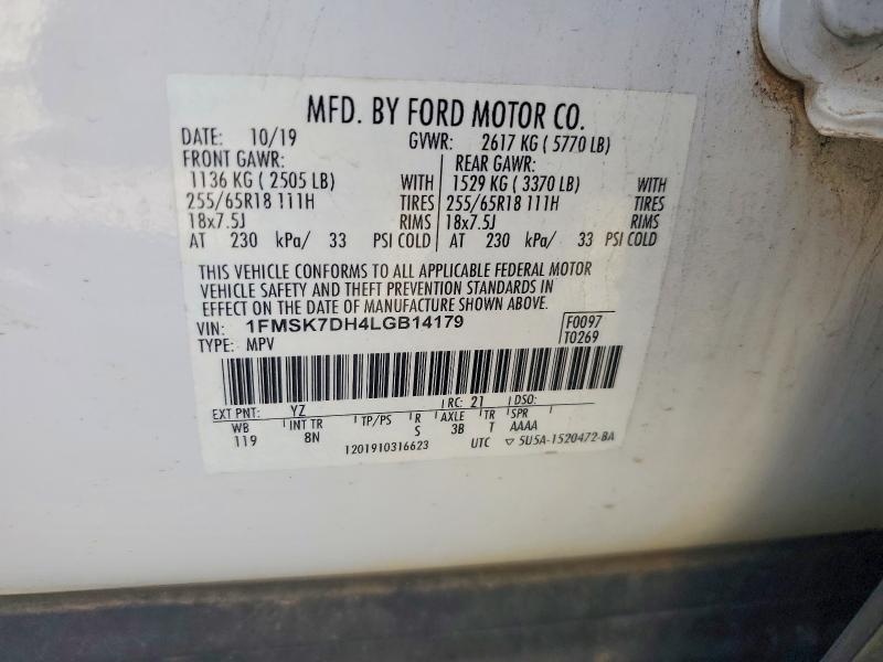 Продаж на аукціоні авто 2020 Ford Explorer, vin: 1FMSK7DH4LGB14179, номер лоту: 66217126