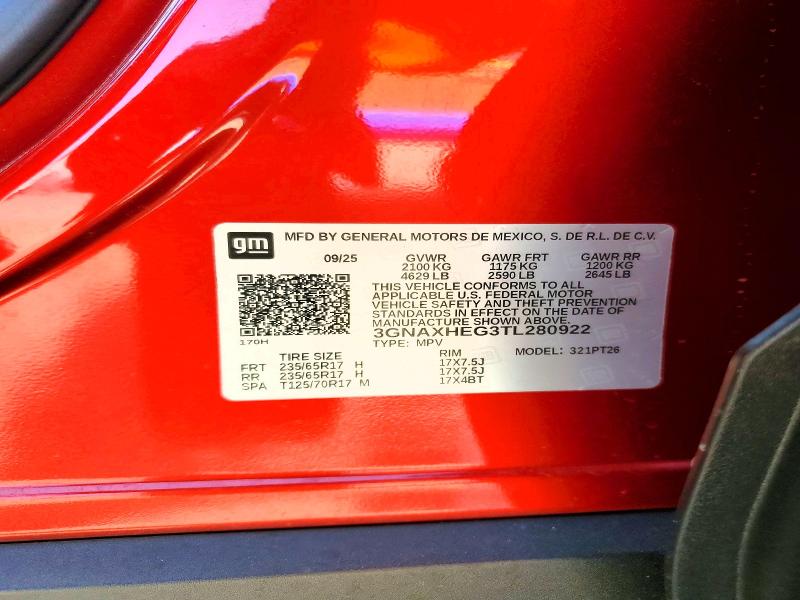 64969846 :رقم المزاد ، 3GNAXHEG3TL280922 vin ، 2026 Chevrolet Equinox مزاد بيع
