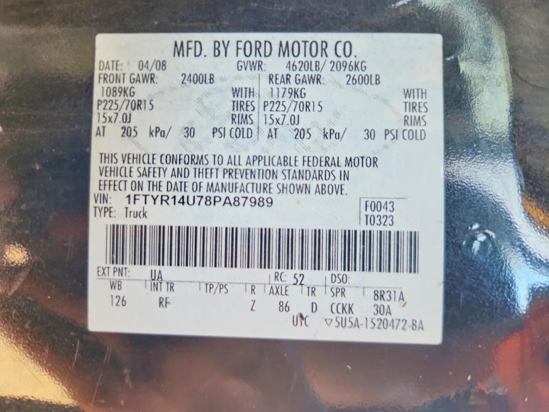 Aukcja sprzedaży 2008 Ford Ranger, vin: 1FTYR14U78PA87989, numer aukcji: 65301896