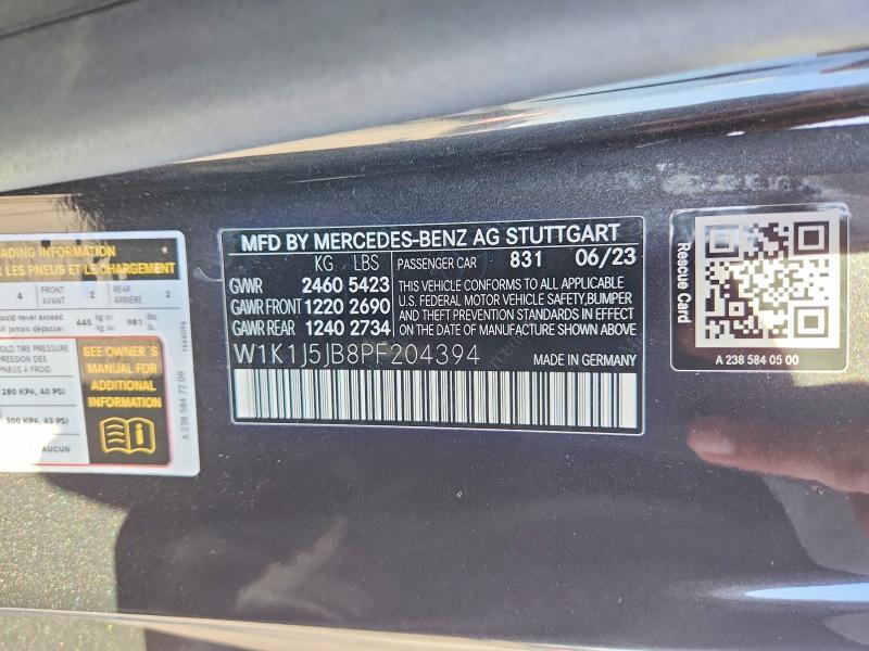 Продажа на аукционе авто 2023 Mercedes-benz E, vin: W1K1J5JB8PF204394, номер лота: 64086206
