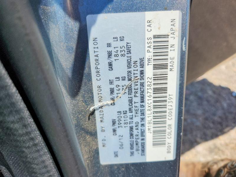 65177206 :رقم المزاد ، JM1BL1L8XC1673822 vin ، 2012 Mazda 3 مزاد بيع